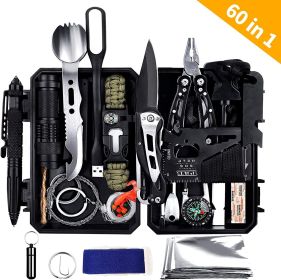 ANTARCTICA 60-in-1 Emergency Survival Kit – Tactical Camping Gear with Compass, Pliers, Flashlight, Fire Starter & Waterproof Case