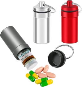 3 Packs Waterproof Aluminum Pill Fob Container, Bottle Holder Nitroglycerin Pill Case Emergency Keychain Pill Holder for Medicine Organizer Dispe