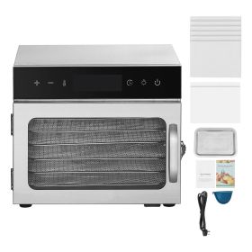 VEVOR 6-Tray Stainless Steel Food Dehydrator – 304 Stainless Steel Trays, 86°F–194°F & 24-Hour Timer