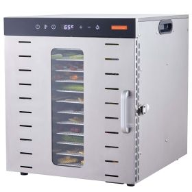 VEVOR 10-Tray Stainless Steel Food Dehydrator – 1000W, 86°F–194°F Adjustable Temperature & 48-Hour Timer