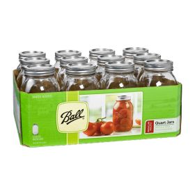 Ball Regular Mouth Quart Mason Canning Jars with Lids & Bands – 32 oz, 12 Count, Made in USA