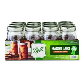 Ball Wide Mouth Quart Mason Canning Jars with Lids & Bands – 32 oz, 12 Count Case, Made in USA