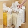 4-Pack 5LB Airtight Rice Storage Containers – Clear Pantry Food Bins with Pour Spout & Measuring Cups