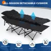 Folding Camping Cot Bed with Soft Pad, Portable Outdoor Cot, Adults Sleeping Bed for Home Office Nap Beach Travel, Black