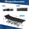 Folding Camping Cot Bed with Soft Pad, Portable Outdoor Cot, Adults Sleeping Bed for Home Office Nap Beach Travel, Black