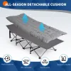 Folding Camping Cot Bed with Soft Pad, Portable Outdoor Cot, Adults Sleeping Bed for Home Office Nap Beach Travel, Gray