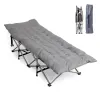 Folding Camping Cot Bed with Soft Pad, Portable Outdoor Cot, Adults Sleeping Bed for Home Office Nap Beach Travel, Gray