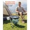 Portable Toilet for Camping, 350 lbs Weight Capacity, Stainless Steel Foldable Camp Travel Toilet with Soft Seat for Adults, Suitable for Trucker