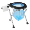 Portable Toilet for Camping, 350 lbs Weight Capacity, Stainless Steel Foldable Camp Travel Toilet with Soft Seat for Adults, Suitable for Trucker