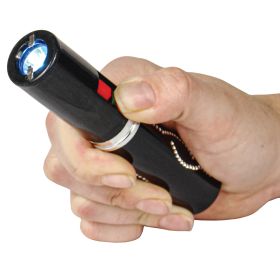 25 MILLION VOLT LIPSTICK STUN GUN WITH 100-LUMEN LED FLASHLIGHT – RECHARGEABLE COMPACT PERSONAL PROTECTION DEVICE (Safety Technology: Black)