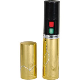 25 MILLION VOLT LIPSTICK STUN GUN WITH 100-LUMEN LED FLASHLIGHT – RECHARGEABLE COMPACT PERSONAL PROTECTION DEVICE (Safety Technology: Gold)
