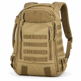 TACTICAL BACKPACK WITH MULTIPLE COMPARTMENTS – MODULAR OUTDOOR DAYPACK FOR HIKING, CAMPING & EVERYDAY CARRY (Color: Tan)