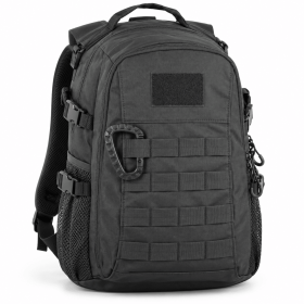 TACTICAL BACKPACK WITH MODULAR WEBBING & MESH SIDE POCKETS – MULTI-COMPARTMENT OUTDOOR DAYPACK (Color: Black)