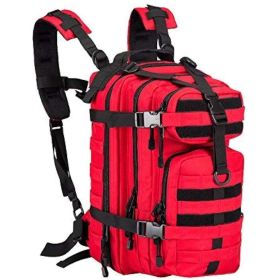 TACTICAL MILITARY BACKPACK – WATER-RESISTANT MULTI-COMPARTMENT SURVIVAL & OUTDOOR DAYPACK (Color: Red)