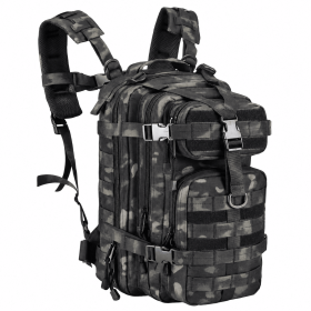 TACTICAL MILITARY BACKPACK – WATER-RESISTANT MULTI-COMPARTMENT SURVIVAL & OUTDOOR DAYPACK (Color: black camo)