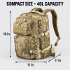 40L TACTICAL MILITARY BACKPACK – MOLLE SURVIVAL BACKPACK WITH MULTIPLE COMPARTMENTS & REMOVABLE WAIST BELT