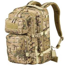 40L TACTICAL MILITARY BACKPACK – MOLLE SURVIVAL BACKPACK WITH MULTIPLE COMPARTMENTS & REMOVABLE WAIST BELT (Color: camo)