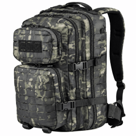 40L TACTICAL MILITARY BACKPACK – MOLLE SURVIVAL BACKPACK WITH MULTIPLE COMPARTMENTS & REMOVABLE WAIST BELT (Color: black camo)
