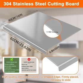 XXL 304 Stainless Steel Cutting Board  Anti-Slip & Mildew-Proof! No More Moldy Wooden Boards | Heavy-Duty & Food-Safe, Easy to Clean – Chop Meat (size: 40CM*60CM)