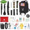 47-Piece Emergency Survival Kit with First Aid Supplies – Tactical Camping Gear, Flashlight, Compass, Fire Starter & Portable Carrying Bag